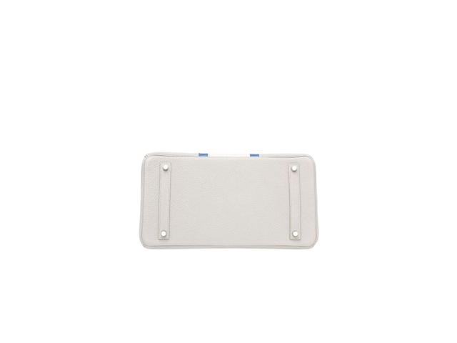 Hermes Hermes Birkin Club 35 Bag In Taurillon Clemence Leather And Ficelle Lizard With Palladium-Plated Hardware White And Blue Mykonos (Limited Edition) - view 4