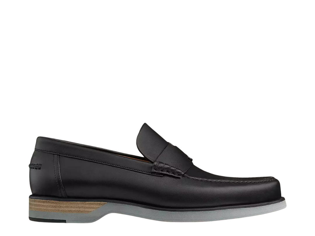 Hermes Hermes Bob Loafer In Calfskin With Notched Rubber Sole Black