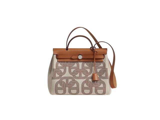 Hermes Hermes Bolsa Herbag Zip 31 In H Plume Canvas With Circuit 24 Motif And Palladium-Plated Fauve-Ecru Beige-Fauve - view 1