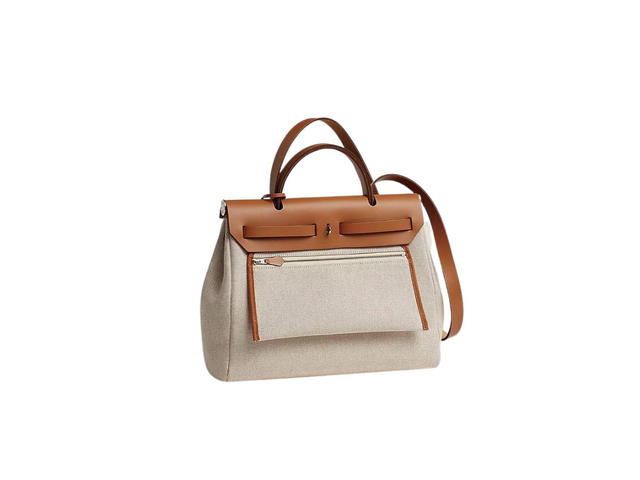 Hermes Hermes Bolsa Herbag Zip 31 In H Plume Canvas With Circuit 24 Motif And Palladium-Plated Fauve-Ecru Beige-Fauve - view 4