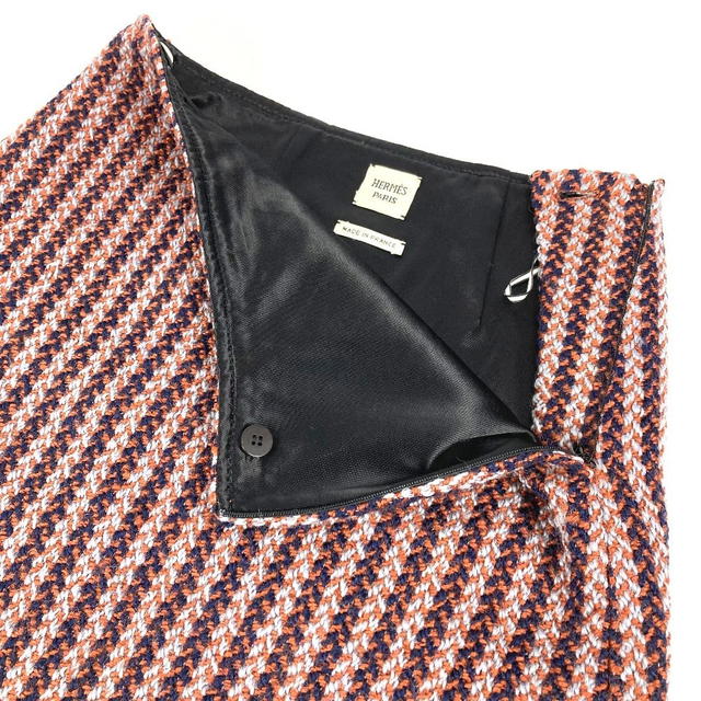 Hermes HERMES Bottoms apparel skirt wool Brown/Navy - view 5