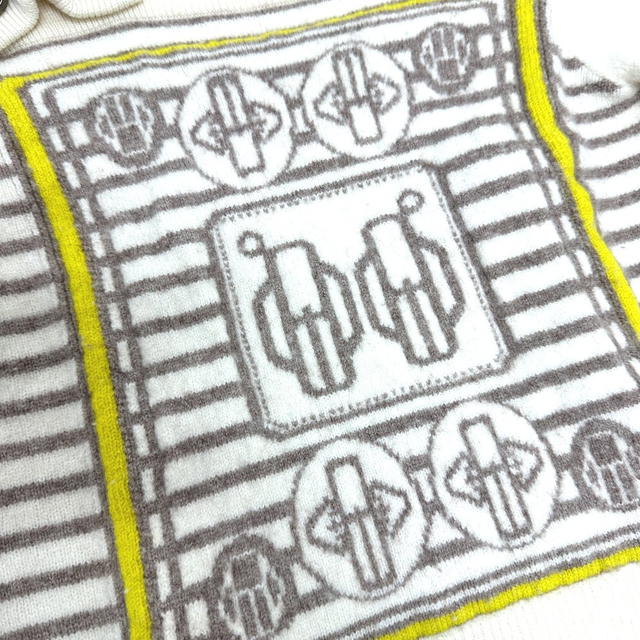 Hermes HERMES Bouclerie Moderne Knit Sweater White x Gray x Yellow Cashmere - view 5
