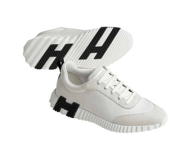 Hermes Hermes Bouncing Sneaker In Calfskin-Suede Goatskin Blanc - view 2