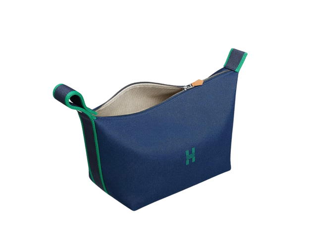 Hermes Hermes Bride-A-Brac Case Large Model In Canvas With Embroidered H On The Front Marine - view 2