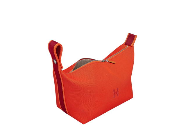 Hermes Hermes Bride-A-Brac Case Large Model In Cotton With Embroidered H On The Front Orange Feu - view 2