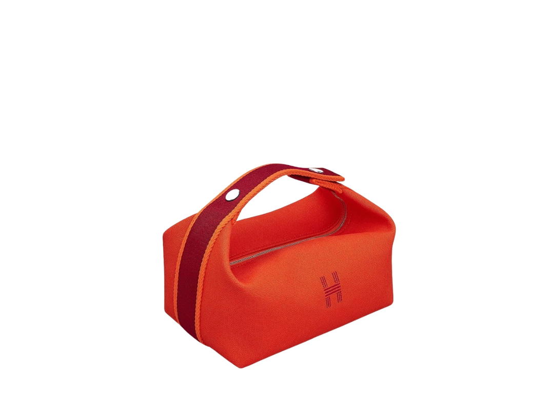 Hermes Hermes Bride-A-Brac Case Small Model In Canvas With Embroidered H On The Front Orange Feu