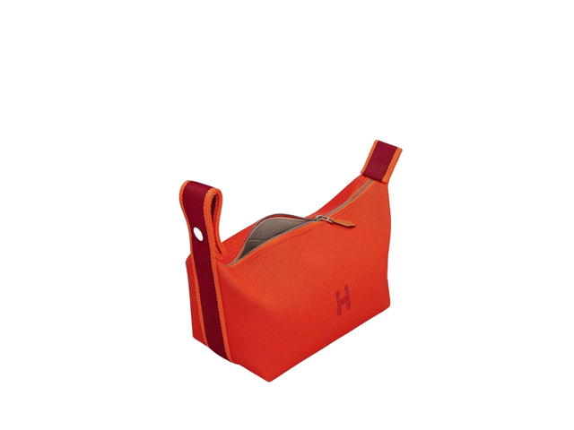 Hermes Hermes Bride-A-Brac Case Small Model In Canvas With Embroidered H On The Front Orange Feu - view 2
