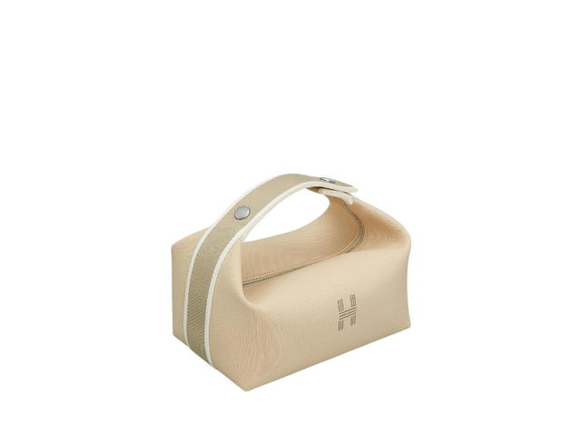 Hermes Hermes Bride-A-Brac Case Small Model In Cotton With Embroidered H On The Front Naturel-Craie - view 1