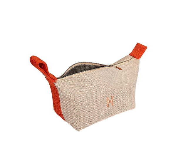 Hermes Hermes Bride-A-Brac Case Small Model In H Caviar Canvas Naturel-Orange - view 2