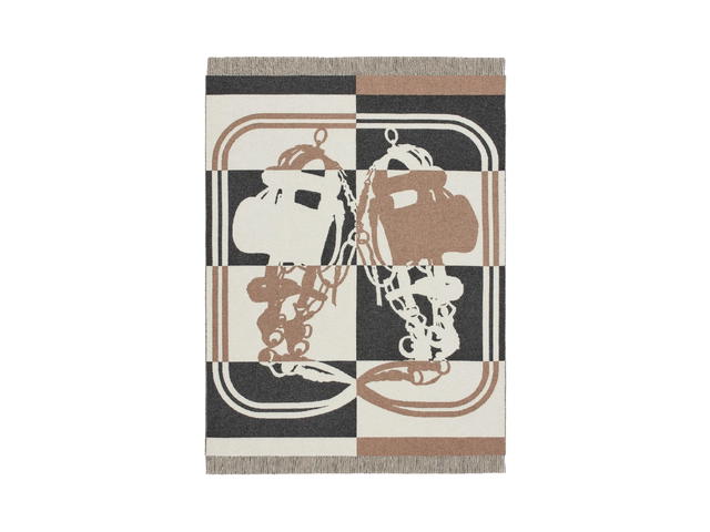 Hermes Hermes Brides De Gala Blanket In Jacquard Woven Wool And Cashmere With Fringe Finishing Ecorce - view 1