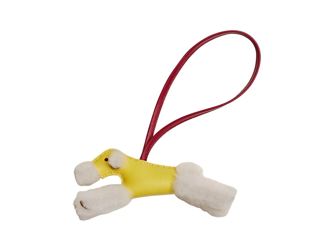 Hermes Hermes Budy Charm In Hand-Sewn Merinos Wool And Milo Lambskin Ecru-Lime Rubis