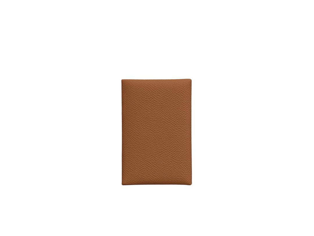 Hermes Hermes Calvi Card Holder In Epsom Calfskin With Palladium-Plated Gold