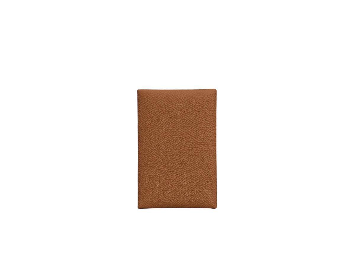 Hermes Hermes Calvi Card Holder In Epsom Calfskin With Palladium-Plated Gold