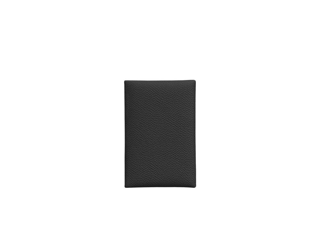 Hermes Hermes Calvi Card Holder In Epsom Calfskin Noir Palladium-Plated  Snap Closure Noir