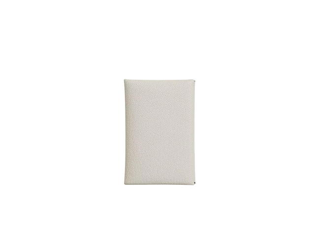 Hermes Hermes Calvi Card Holder In Mysore Goatskin With 2 Credit Card Slots And Palladium-Plated Snap Closure Mushroom - view 1
