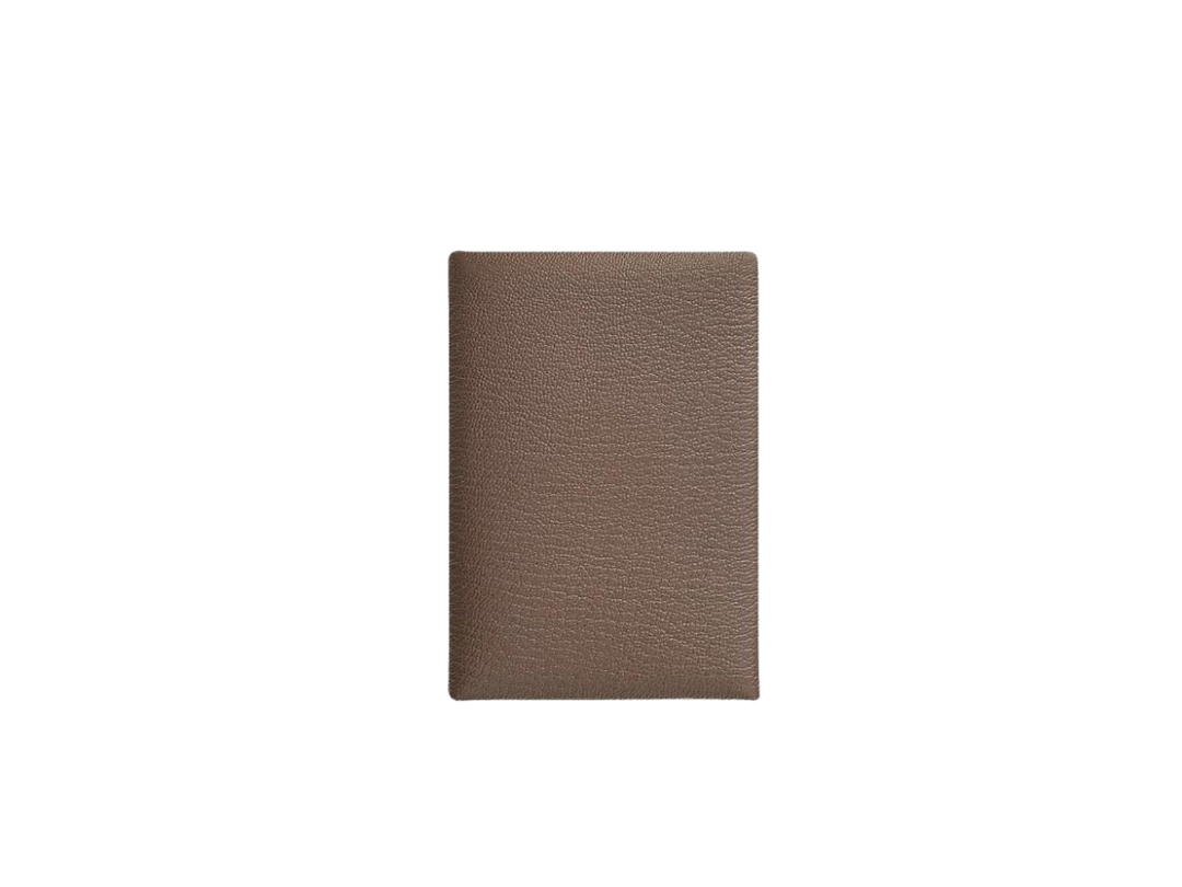 Hermes Hermes Calvi Duo Compact Card Holder In Mysore Goatskin With Palladium-Plate Snap Closure Etoupe