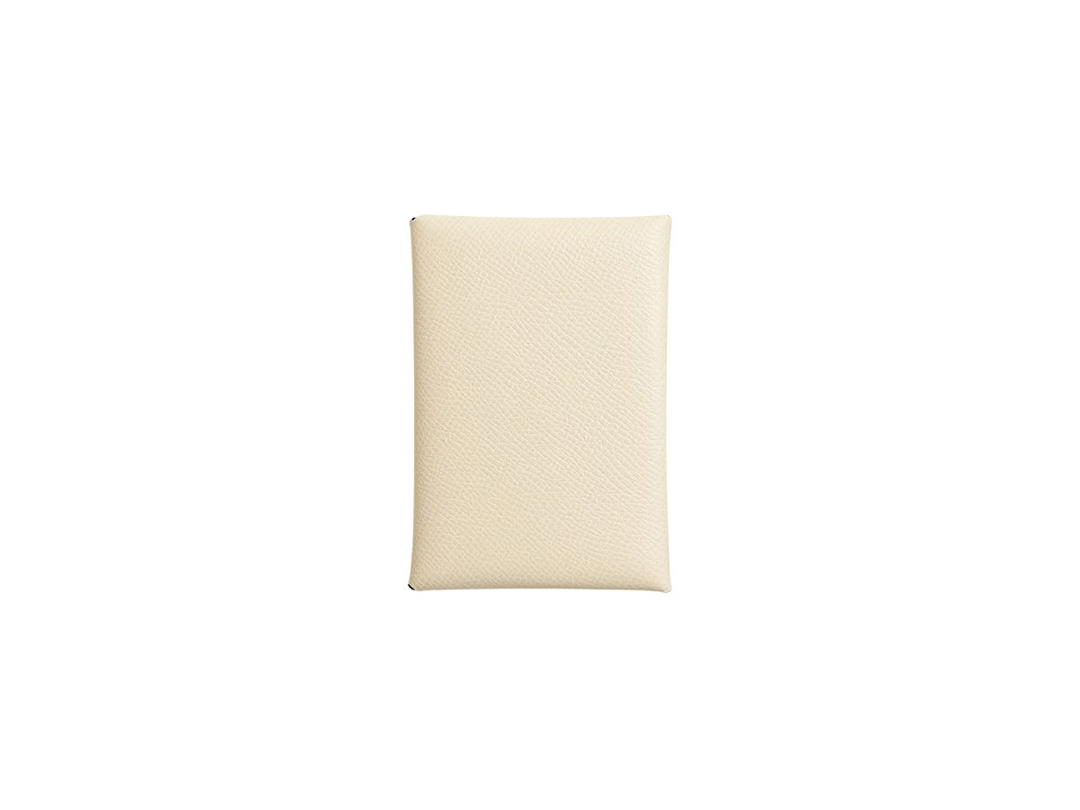 Hermes Hermes Calvi Duo Compact Card Holder In Epsom Calfskin With Palladium-Plated Nata