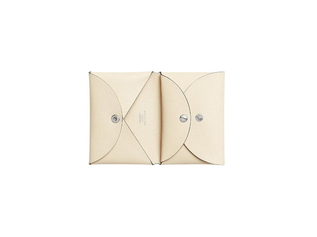 Hermes Hermes Calvi Duo Compact Card Holder In Epsom Calfskin With Palladium-Plated Nata - view 2