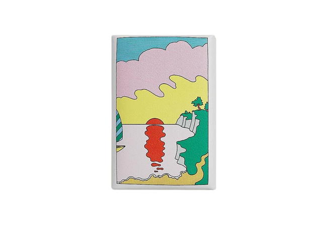 Hermes Hermes Calvi Duo Compact Card Holder In Le Lever Printed Swift Calfskin With Palladium Plated Snap Closure Blanc-Multicolore - view 1