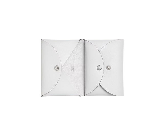 Hermes Hermes Calvi Duo Compact Card Holder In Le Lever Printed Swift Calfskin With Palladium Plated Snap Closure Blanc-Multicolore - view 2