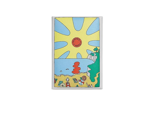 Hermes Hermes Calvi Duo Compact Card Holder In Le Lever Printed Swift Calfskin With Palladium Plated Snap Closure Blanc-Multicolore - view 3