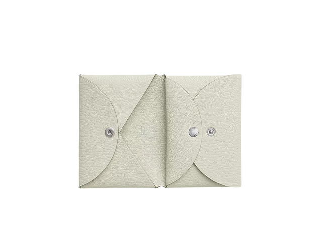 Hermes Hermes Calvi Duo Compact Card Holder In Mysore Goatskin With Palladium-Plated Snap Closure Mushroom - view 2