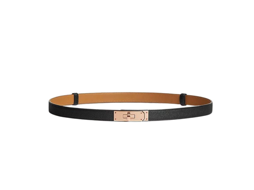 Hermes Hermes Kelly 18 Belt In Epsom Calfskin With Rose Gold-Plated Kelly Buckle Noir