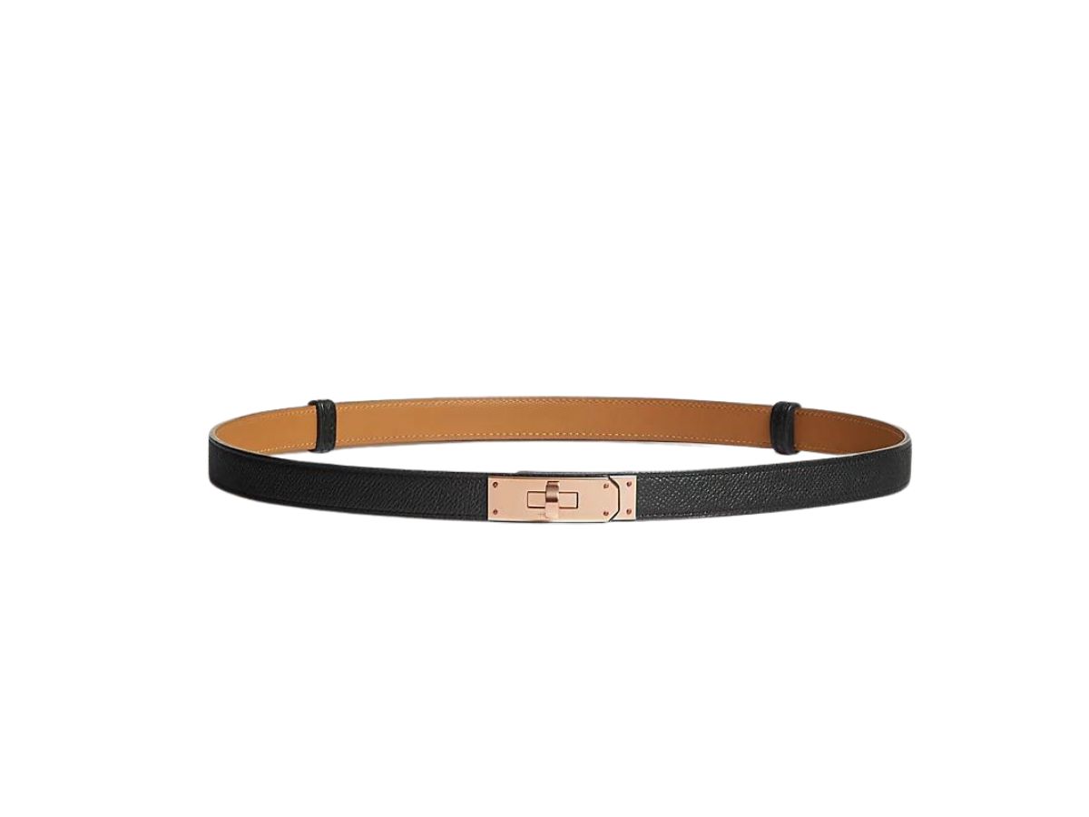 Hermes Hermes Kelly 18 Belt In Epsom Calfskin With Rose Gold-Plated Kelly Buckle Noir