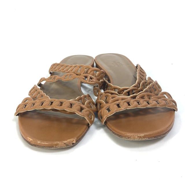 Hermes HERMES Chaine d'Ancre 5 consecutive shoes flat flats Sandals Leather Brown - view 2