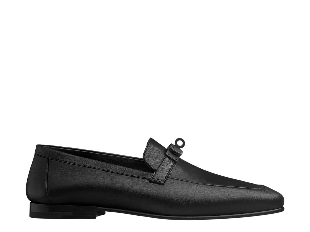 Hermes Hermes Charlie Loafer In Monochrome Goatskin With Square Toe And Iconic Black Pvd Plated Buckle