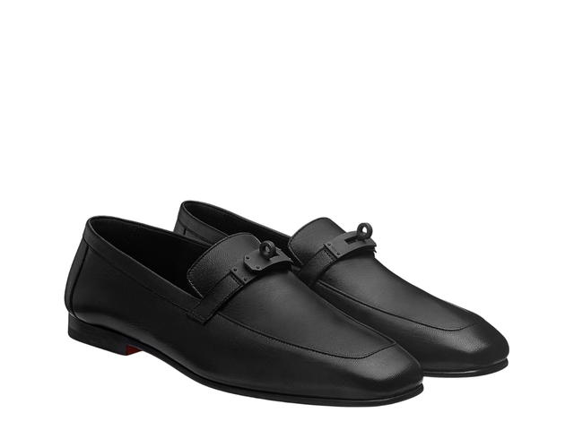 Hermes Hermes Charlie Loafer In Monochrome Goatskin With Square Toe And Iconic Black Pvd Plated Buckle - view 2