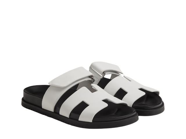 Hermes Hermes Chypre Sandal In Calfskin With Anatomical Rubber Sole And Adjustable Strap Blanc - view 2