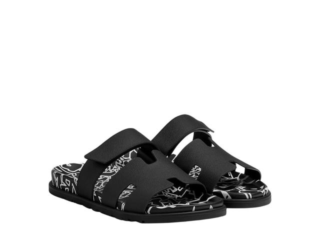 Hermes Hermes Chypre Sandal In Epsom Calfskin And Calfskin With Graff Hermes Print Noir Blanc - view 2