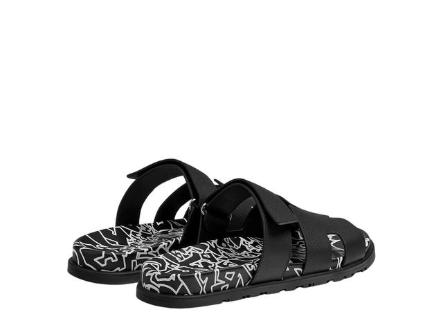 Hermes Hermes Chypre Sandal In Epsom Calfskin And Calfskin With Graff Hermes Print Noir Blanc - view 3