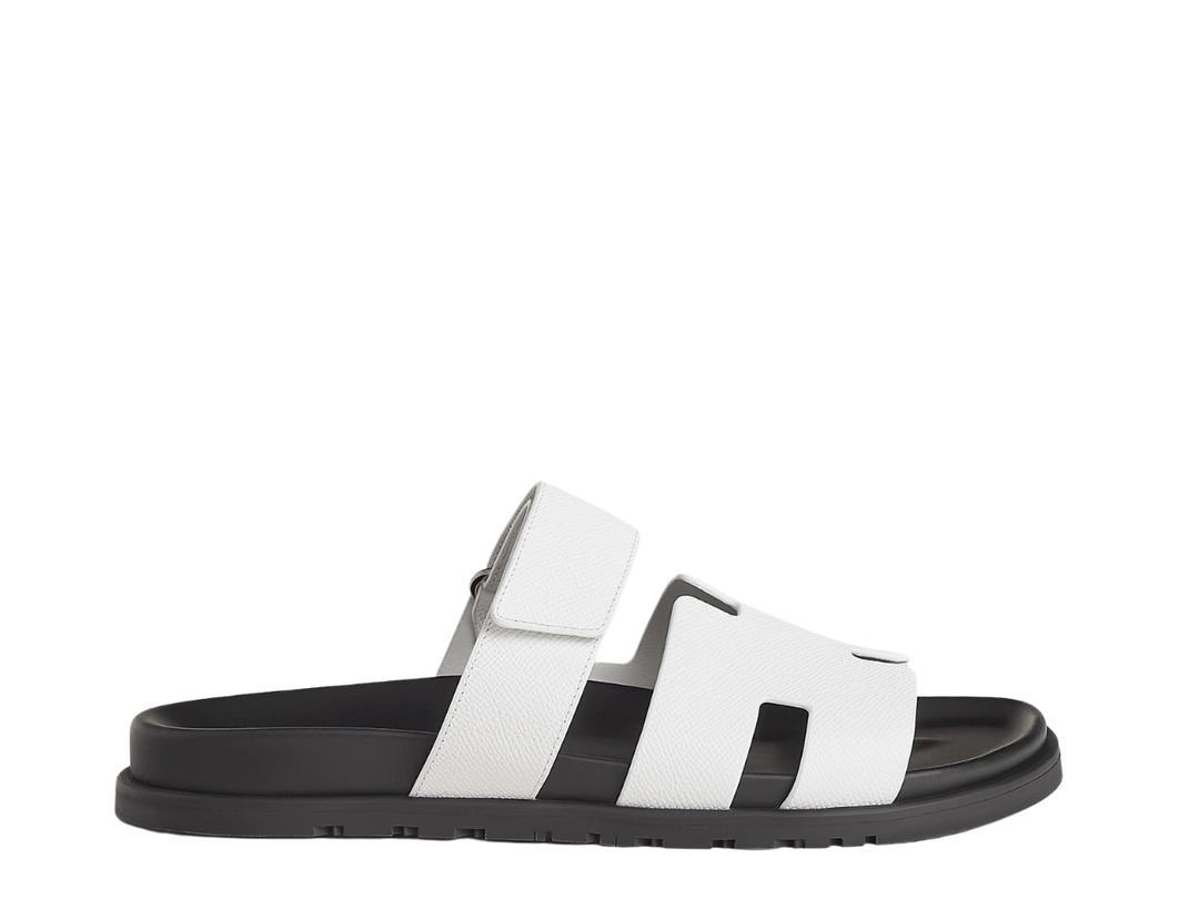 Hermes Hermes Chypre Sandal In Epsom Calfskin With Anatomical Rubber Sole And Adjustable Strap Blanc
