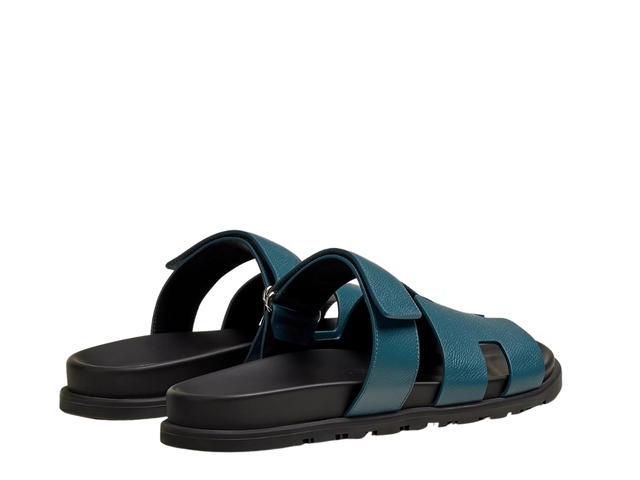 Hermes Hermes Chypre Sandal In Epsom Calfskin With Anatomical Rubber Sole And Adjustable Strap Bleu Canard - view 3