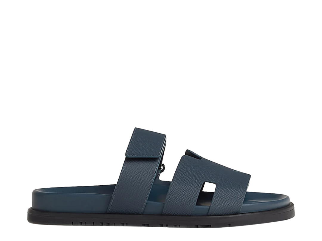Hermes Hermes Chypre Sandal In Epsom Calfskin With Anatomical Rubber Sole And Adjustable Strap Bleu Celeste