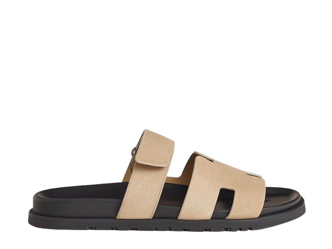 Hermes Hermes Chypre Sandal In Suede Goatskin With Anatomical Rubber Sole And Adjustable Strap Beige Argile