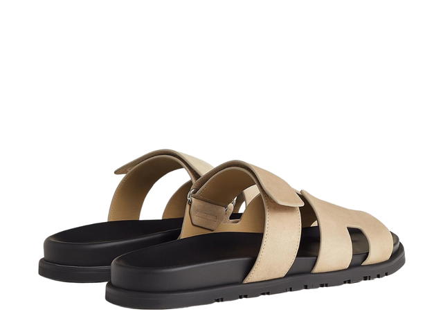 Hermes Hermes Chypre Sandal In Suede Goatskin With Anatomical Rubber Sole And Adjustable Strap Beige Argile - view 3