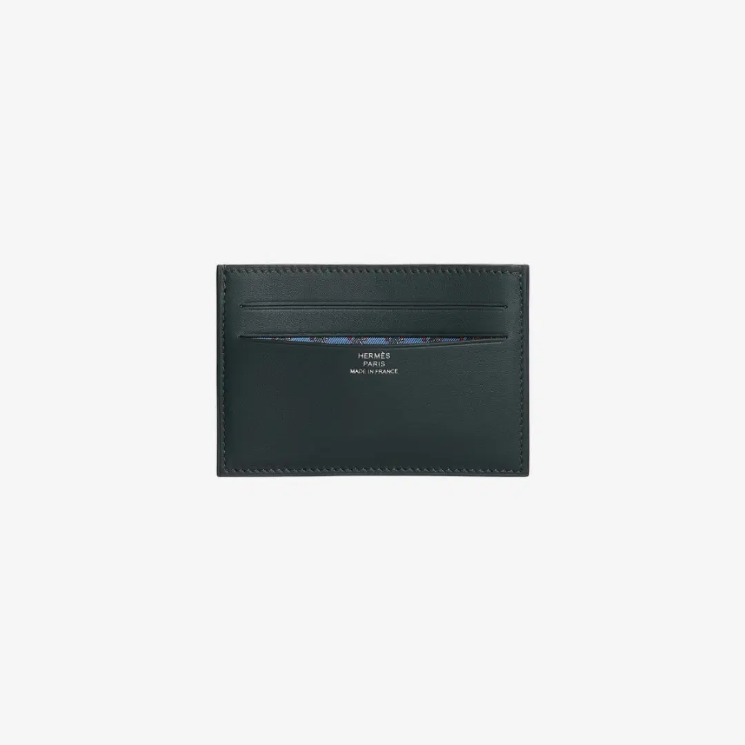Hermes Hermes Citizen Twill Card Holder Swift & Vert Rousseau Bleu France Bleu Saphir