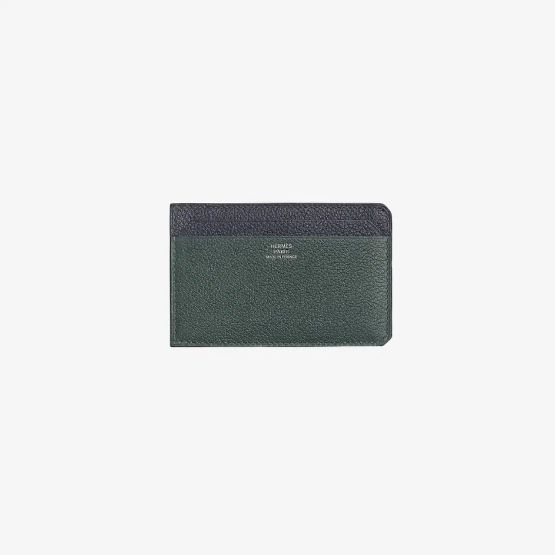 Hermes Hermes City 4CC Colorblock Card Holder Evercolor & Vert Titien Bleu Nuit Bleu De France