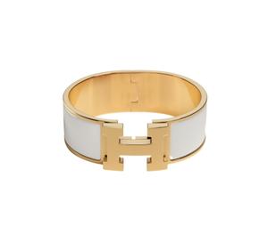 Buy Hermes Clic Clac H Bracelet In Enamel With Gold-Plated Hardware Blanc at Sasom – Authentic and Ready to Ship