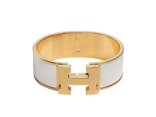 Hermes Hermes Clic Clac H Bracelet In Enamel With Gold-Plated Hardware Blanc - view 1