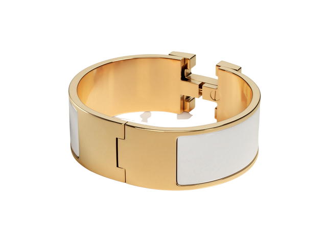 Hermes Hermes Clic Clac H Bracelet In Enamel With Gold-Plated Hardware Blanc - view 2