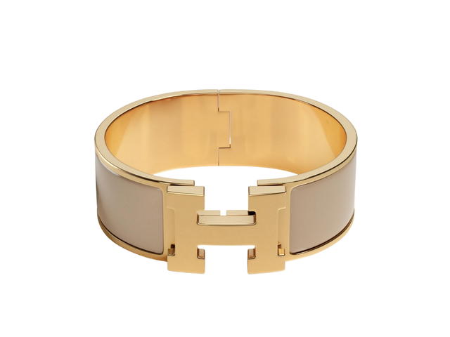 Hermes Hermes Clic Clac H Bracelet In Enamel With Gold-Plated Hardware Marron Glace - view 1