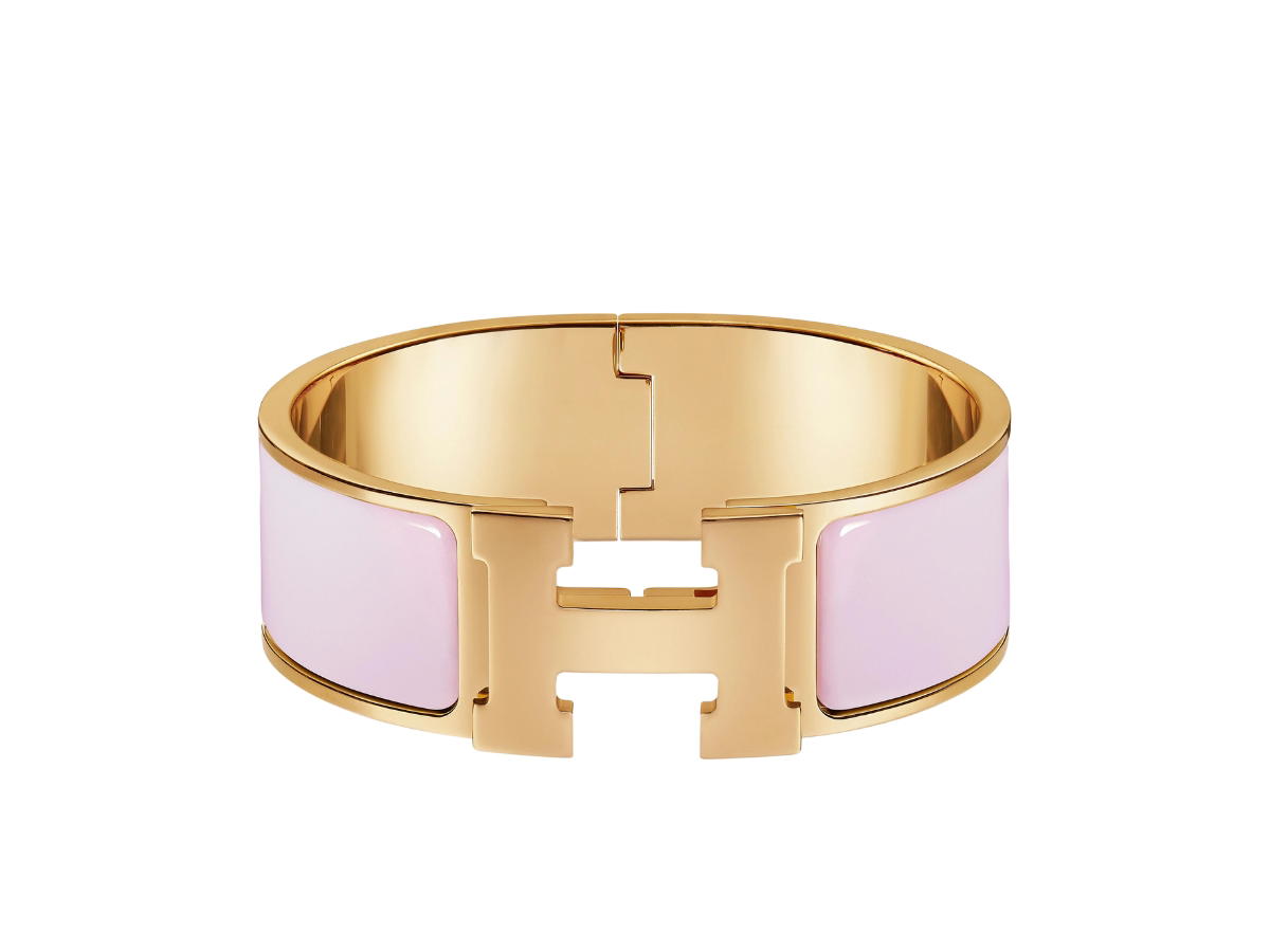 Hermes Hermes Clic Clac H Bracelet In Enamel With Gold-Plated Hardware Rose Dragee