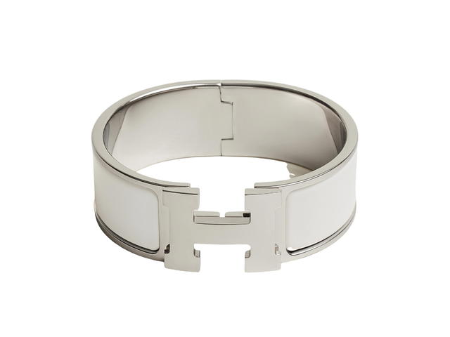 Hermes Hermes Clic Clac H Bracelet In Enamel With Palladium-Plated Hardware Blanc - view 1