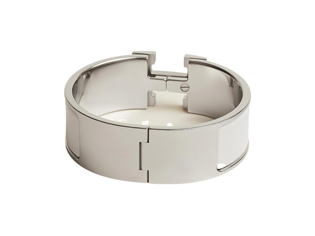 Hermes Hermes Clic Clac H Bracelet In Enamel With Palladium-Plated Hardware Blanc - view 2