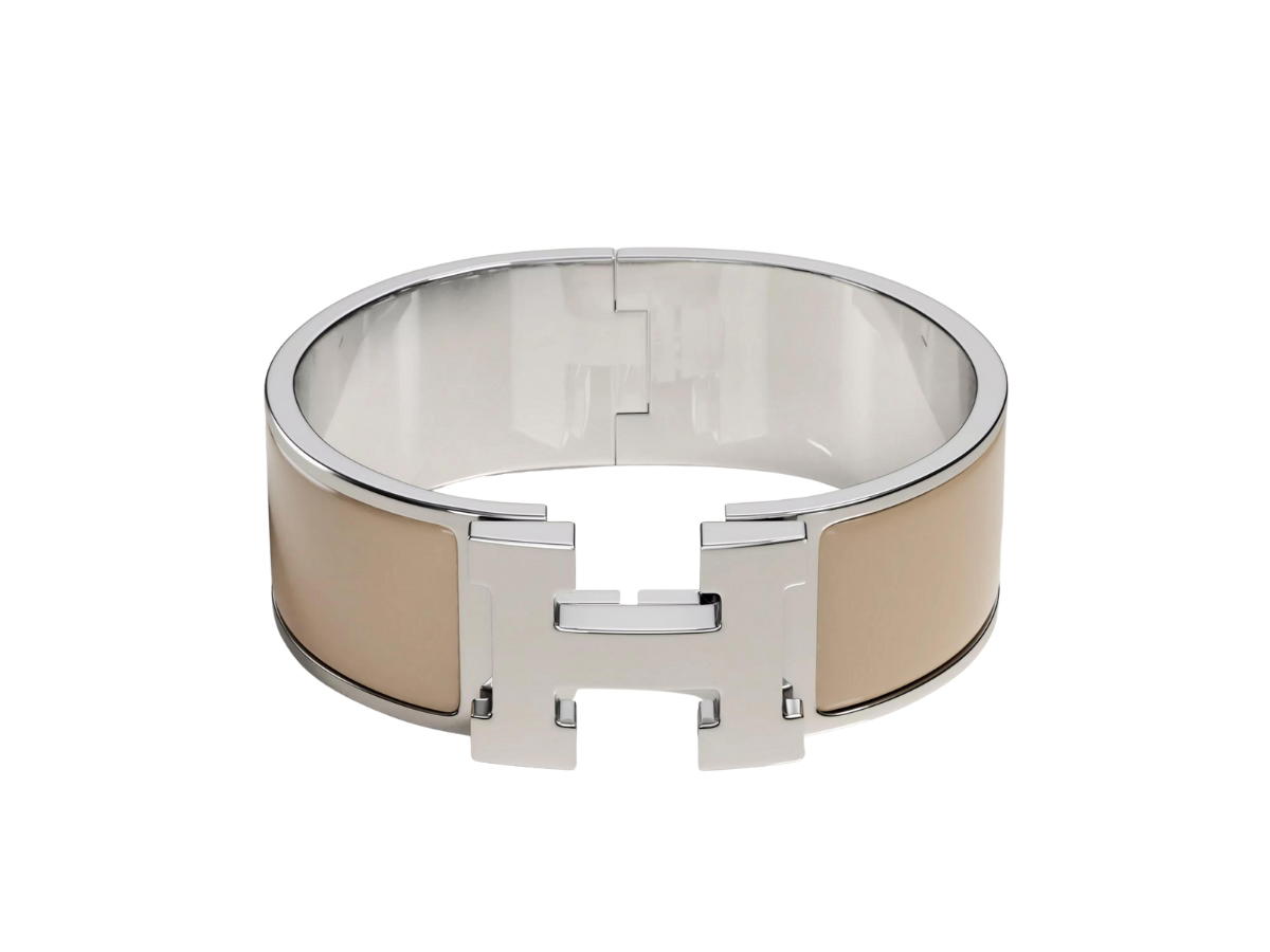 Hermes Hermes Clic Clac H Bracelet In Enamel With Palladium-Plated Hardware Marron Glace