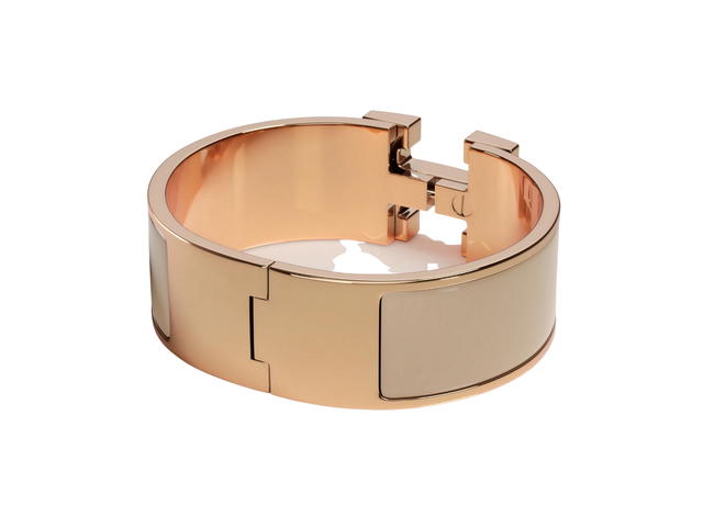 Hermes Hermes Clic Clac H Bracelet In Enamel With Rose Gold-Plated Hardware Marron Glace - view 2
